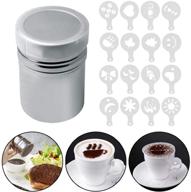 🧂 versatile stainless steel powder shaker & sugar dispenser set - includes 16 printing molds stencils logo