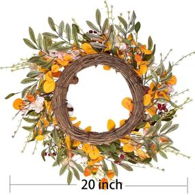 img 2 attached to 🍁 Fall Harvest 20-Inch Front Door Wreath with Hydrangea Floral, Cotton, Pine Cone, Berries, Eucalyptus, and Olive Leaves - Ideal for Fall and Thanksgiving Decorations