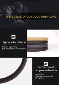 img 1 attached to 🚗 Premium Black Leather Car Steering Wheel Cover - Fashionable Hand Sewing, Breathable & Skidproof - Universal Fit 15inch (D Type)