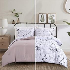 img 2 attached to Marble Comforter Set - HOMBYS 2 Piece Twin Size, Pink Printed Bedding Comforter Sets for Twin Bed, Soft All Season Down Alternative Comforter (1 Comforter+1 Matching Shams)