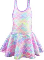 🦄 kukiee girls rainbow unicorn swimsuit with stars print - one piece swimwear bathing suit logo