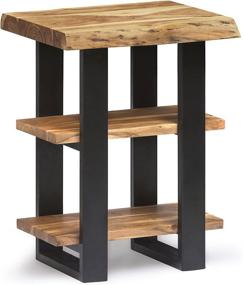 img 3 attached to 🌲 Natural Solid Wood Live Edge 2-Shelf Alpine End Table