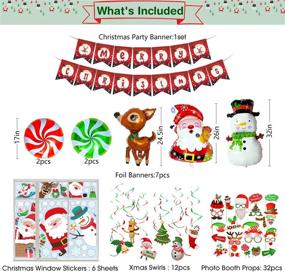 img 3 attached to 🎄 Christmas Party Decorations Kit - 149 Pieces Xmas Party Supplies Including Balloon Garland, Banner, Window Stickers, Swirls, Photo Booth Props, Confetti, Curtains, Foil Balloons