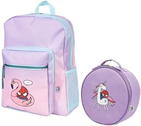 img 4 attached to 🎒 Yoobi x Marvel Spider-Man Backpack & Lunch Bag Set with Flamingo Float & Unicorn Designs – Insulated School Backpack Set for Girls & Boys