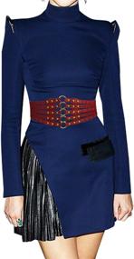 img 3 attached to 👗 Stylish Women's Hollow Out Rivets Stretch Cinch Waistband with PU Leather Wide Belt