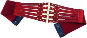 img 1 attached to 👗 Stylish Women's Hollow Out Rivets Stretch Cinch Waistband with PU Leather Wide Belt