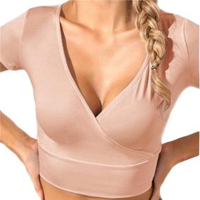 img 3 attached to 👚 Bontierie Women's Crop Tops: Stylish Tummy Cross Sport Shirts for Yoga, Fitness, and Running