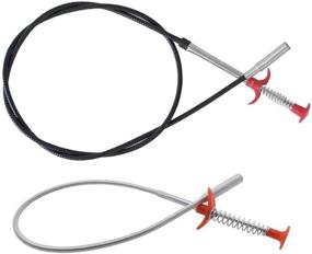 img 4 attached to Spring Pipeline Dredge Hook Cleaner Gripper Grabber Tool Set - 2-Pack with Flexible 🔧 Retractable Claw for Kitchen, Bathroom, Toilet, and Tub Drain Clog Removal (Includes 24inch + 64inch Lengths)