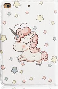 img 2 attached to 🦄 Besoar iPad Mini Case - Cute White Unicorn Cartoon Design for Girls, Women, and Kids - 3D Soft Leather Silicone - Fun and Funny Kawaii Cover - Compatible with iPad Mini 1-5