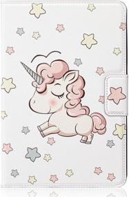 img 1 attached to 🦄 Besoar iPad Mini Case - Cute White Unicorn Cartoon Design for Girls, Women, and Kids - 3D Soft Leather Silicone - Fun and Funny Kawaii Cover - Compatible with iPad Mini 1-5