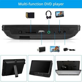 img 1 attached to 📀 Z-Edge TW10 Dual Screen Portable DVD Player 10.1'' - Rechargeable Battery, Last Memory, Car Headrest Mount. USB/SD Card Playback, 1 Player+1 Screen