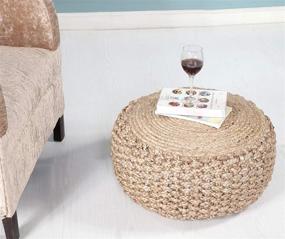 img 1 attached to 🪑 L.R. Resources Natural Jute Braided Pouf Ottoman, 10" x 20