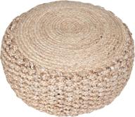 🪑 l.r. resources natural jute braided pouf ottoman, 10" x 20 logo