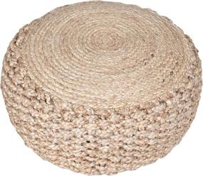 img 4 attached to 🪑 L.R. Resources Natural Jute Braided Pouf Ottoman, 10" x 20