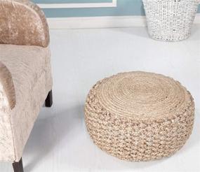 img 3 attached to 🪑 L.R. Resources Natural Jute Braided Pouf Ottoman, 10" x 20