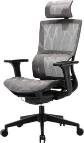 img 4 attached to 🪑 XUER Ergonomic Office Chair - Grey Mesh Desk Chair with Lumbar Support, Adjustable 3D Armrest, High Back Computer Chair, Gaming Chair, Home Office Mesh Chair