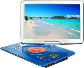 img 4 attached to 📀 YOOHOO 16.9'' Portable DVD Player: 6-Hour Battery, 14.1'' HD Swivel Screen, Remote Control, SD Card and USB Support (Blue)