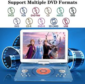 img 3 attached to 📀 YOOHOO 16.9'' Portable DVD Player: 6-Hour Battery, 14.1'' HD Swivel Screen, Remote Control, SD Card and USB Support (Blue)