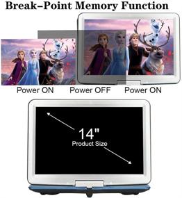 img 1 attached to 📀 YOOHOO 16.9'' Portable DVD Player: 6-Hour Battery, 14.1'' HD Swivel Screen, Remote Control, SD Card and USB Support (Blue)