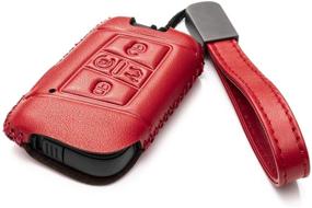 img 3 attached to Genuine Leather Smart Key Fob Case for Volkswagen Atlas, Jetta, Passat, Arteon, Tiguan (2018-2021) - 5-Button, Red