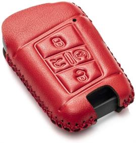 img 2 attached to Genuine Leather Smart Key Fob Case for Volkswagen Atlas, Jetta, Passat, Arteon, Tiguan (2018-2021) - 5-Button, Red