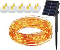 🌞 solar powered 100 leds 33ft string light bundle set with 10 flameless battery powered led candles - starry string lights copper wire lights for ambiance lighting in gardens, christmas party, and more логотип