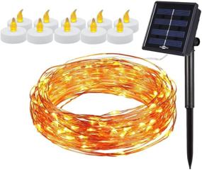 img 4 attached to 🌞 Solar Powered 100 LEDs 33ft String Light Bundle Set with 10 Flameless Battery Powered LED Candles - Starry String Lights Copper Wire Lights for Ambiance Lighting in Gardens, Christmas Party, and more