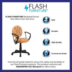 img 1 attached to Swivel Task Office Chair with Arms: Flash Furniture Basketball-Inspired Design for Added Fun