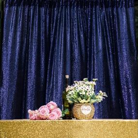 img 3 attached to Navy Blue Sequin Backdrop Curtains - 2FTx8FT, 2 Panels Sparkly Background Drapes for Party, Birthday, Wedding Decor - by HMQIANG