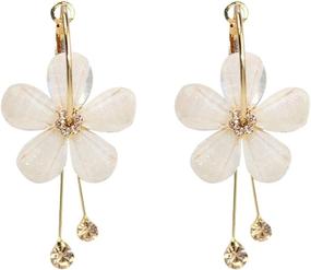 img 4 attached to YUNXI Acrylic Petal Zircon Tassels Flower Earring: Radiant Sunflower Drop Design