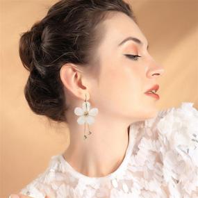 img 3 attached to YUNXI Acrylic Petal Zircon Tassels Flower Earring: Radiant Sunflower Drop Design