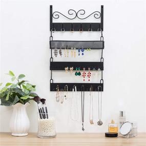 img 3 attached to Black Metal 18 Hook Wall Mounted Jewelry Organizer - Earrings, Rings, Necklaces, Bracelets Display Rack by MyGift