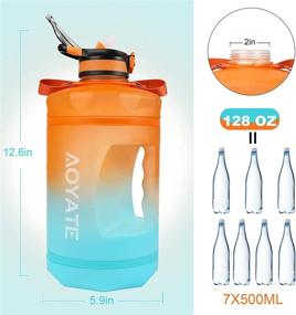 img 1 attached to 🏋️ 128oz Motivational Water Bottle with Time Marker, Straw, and Handle - Leakproof Large Water Jug for Fitness Gym, Outdoor Sports - Wide Mouth BPA Free Tritan Sports Water Bottle (Orange/Blue Gradient)