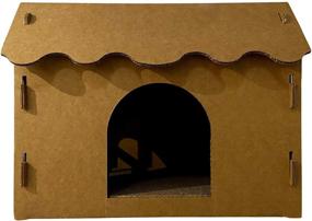 img 2 attached to 🏠 SVY Cozy Cat House & Scratcher Pad, Corrugated Cardboard for Cats, Kittens, and Small Animals. Dimensions: 16x12x13 inches.