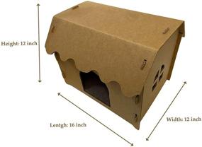 img 4 attached to 🏠 SVY Cozy Cat House & Scratcher Pad, Corrugated Cardboard for Cats, Kittens, and Small Animals. Dimensions: 16x12x13 inches.