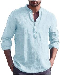 img 4 attached to Tinkwell Sleeve Henley Casual Shirts: Stylish Men's Clothing for Every Occasion