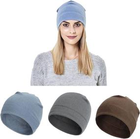 img 4 attached to 🧣 Soft Winter Sleep Cap Hat - XiFe 3pcs Unisex Beanie for Cozy Indoors, Ideal for Women