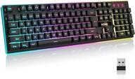 🎮 redthunder k10 wireless gaming keyboard, rechargeable 3000mah 2.4g led backlit ergonomic keyboard with mechanical feel, for pc ps4 xbox one mac, teclado gamer, black logo