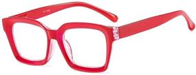 img 4 attached to 👓 Suertree Women's Oversized Square Reading Glasses with Spring Hinge, Red Frame, 2.5X Magnification, for Computer Reading and Eye Aid