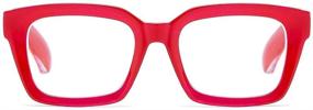 img 1 attached to 👓 Suertree Women's Oversized Square Reading Glasses with Spring Hinge, Red Frame, 2.5X Magnification, for Computer Reading and Eye Aid