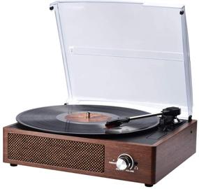 img 4 attached to SKEVONO Portable 3 Speed Vinyl Turntable: Bluetooth Vintage Record Player with Built-in Speakers