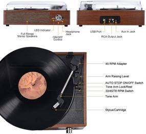 img 1 attached to SKEVONO Portable 3 Speed Vinyl Turntable: Bluetooth Vintage Record Player with Built-in Speakers