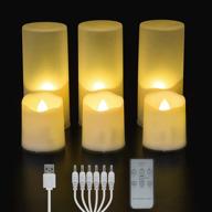 🕯️ set of 6 flameless rechargeable tea lights with remote and timer - usb charging cable & frosted cups included - electric fake candle for home décor and christmas логотип