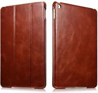 📱 icarercase vintage series leather folio flip magnetic latch kickstand case - brown for apple ipad air 2/ipad 6 logo