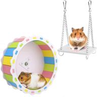 🐹 hosukko 2pcs hamster wheel with swing, silent running wheel for hamster cage, pet exercise wheel and swing toy for rats, mice, and small animals logo