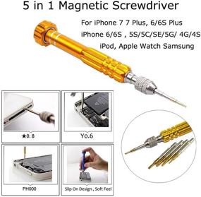 img 1 attached to Ogodeal 5-in-1 Screwdriver Kit for iPhone X, 8, 8 Plus, 7 Plus, 6s Plus, 6 Plus - Y000 Triwing, 0.8 Pentalobe, PH000 Phillips, Flathead T5 Trox Repair Tool Set for Samsung, LG, Motorola, Huawei