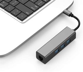 img 3 attached to 🌐 USB-C to Gigabit Ethernet USB 3.0 Adapter Hub: The Ultimate Type-C Conversion Solution with 3-Port USB Hub, Compatible with MacBook, Dell XPS, HP, and More (Space Gray)