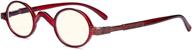 👓 eyekepper blue light blocking computer reading glasses - small round readers with spring hinges - red +2.50" - enhanced seo logo