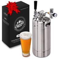 🍺 nutrichef mini keg dispenser - stainless steel growler tap system portable kegerator kit - co2 pressure regulator maintains carbonation for craft beer, draft, and homebrew - pkbrtp100.5 (128oz) logo