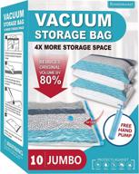 🛌 jumbo vacuum storage bags - 10 space saver bags with pump, ideal vacuum seal bags for clothes, comforters, blankets, bedding логотип